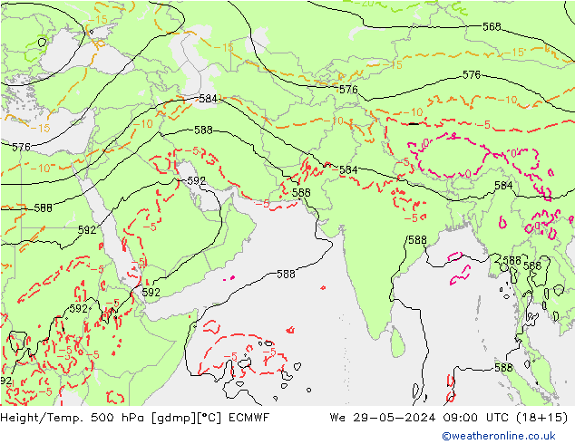 Height/Temp. 500 hPa ECMWF  29.05.2024 09 UTC