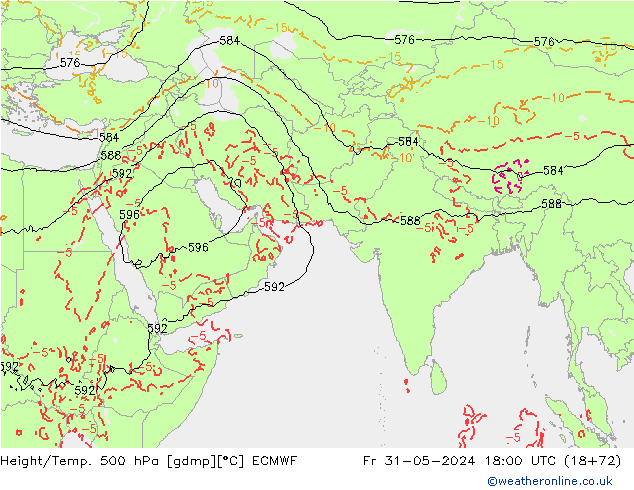 Z500/Yağmur (+YB)/Z850 ECMWF Cu 31.05.2024 18 UTC