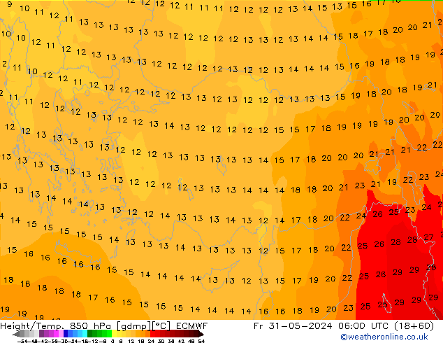 Height/Temp. 850 hPa ECMWF Sex 31.05.2024 06 UTC