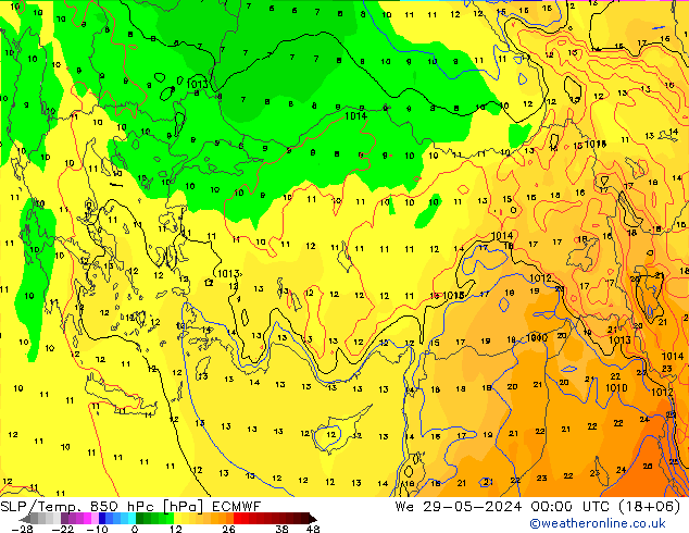 SLP/Temp. 850 hPa ECMWF mer 29.05.2024 00 UTC