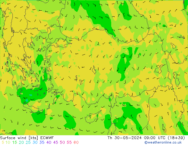 Vent 10 m ECMWF jeu 30.05.2024 09 UTC