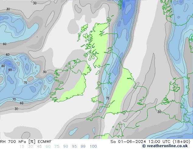 RH 700 hPa ECMWF  01.06.2024 12 UTC