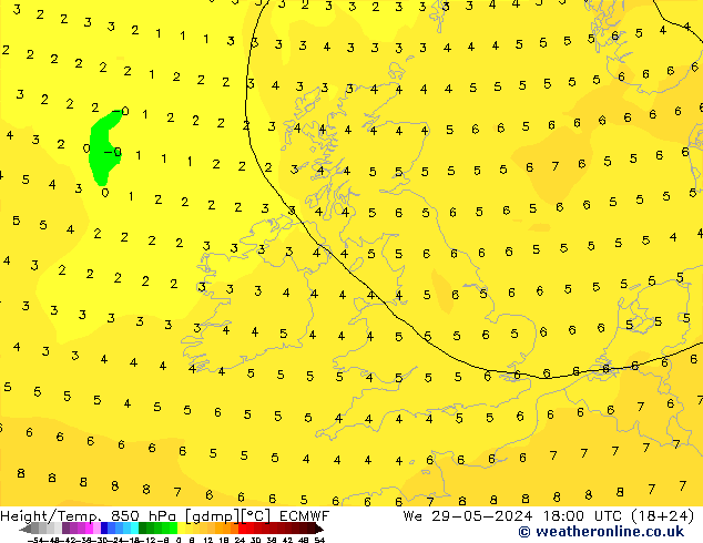 Z500/Rain (+SLP)/Z850 ECMWF  29.05.2024 18 UTC