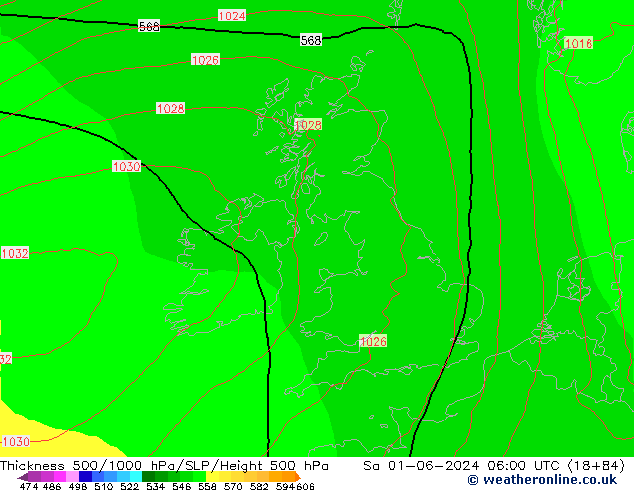 Thck 500-1000гПа ECMWF сб 01.06.2024 06 UTC