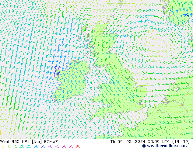 Rüzgar 850 hPa ECMWF Per 30.05.2024 00 UTC