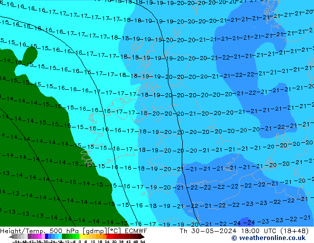 Z500/Regen(+SLP)/Z850 ECMWF do 30.05.2024 18 UTC