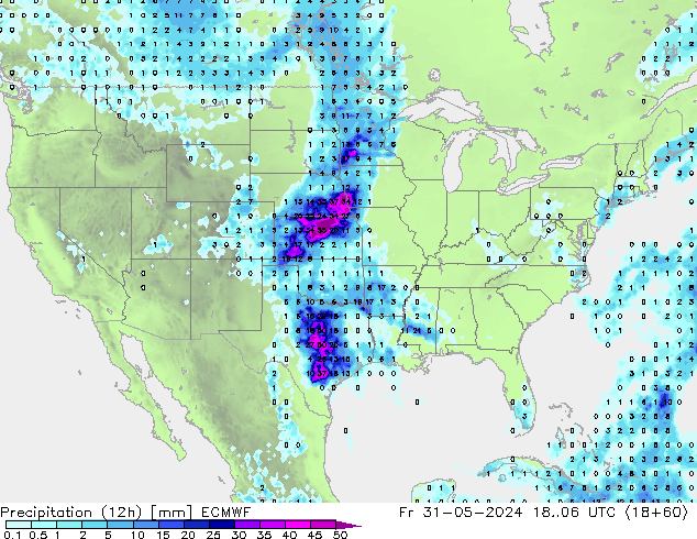 Precipitation (12h) ECMWF Fr 31.05.2024 06 UTC
