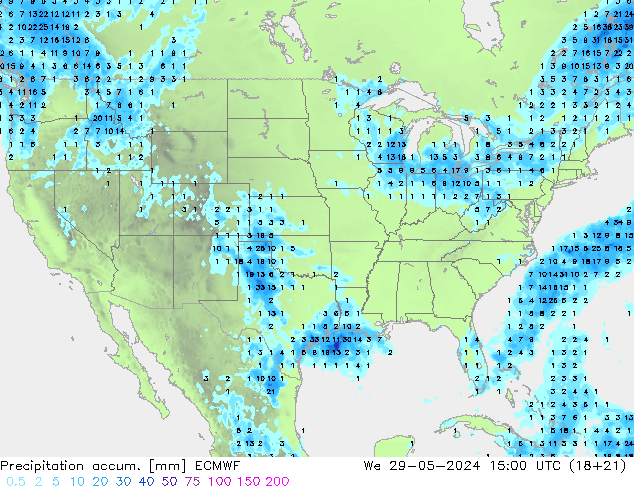 Precipitation accum. ECMWF St 29.05.2024 15 UTC