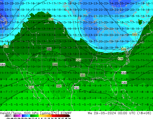 Z500/Rain (+SLP)/Z850 ECMWF śro. 29.05.2024 00 UTC