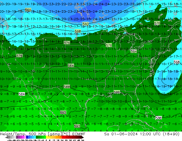 Z500/Rain (+SLP)/Z850 ECMWF Sa 01.06.2024 12 UTC