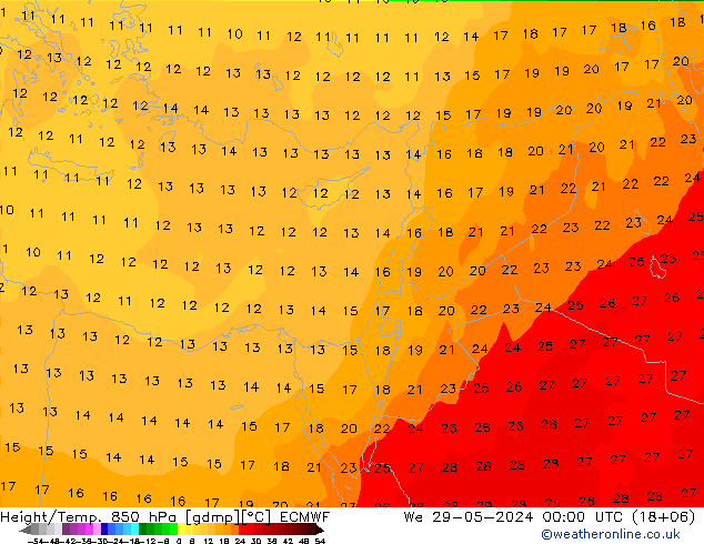 Z500/Rain (+SLP)/Z850 ECMWF mer 29.05.2024 00 UTC