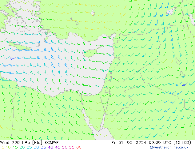 Wind 700 hPa ECMWF vr 31.05.2024 09 UTC