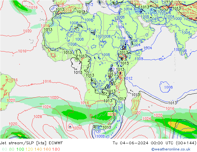 Jet stream ECMWF Ter 04.06.2024 00 UTC