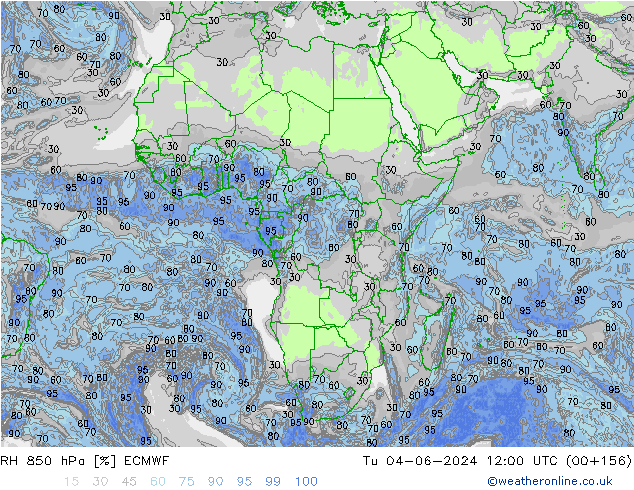 RH 850 hPa ECMWF  04.06.2024 12 UTC