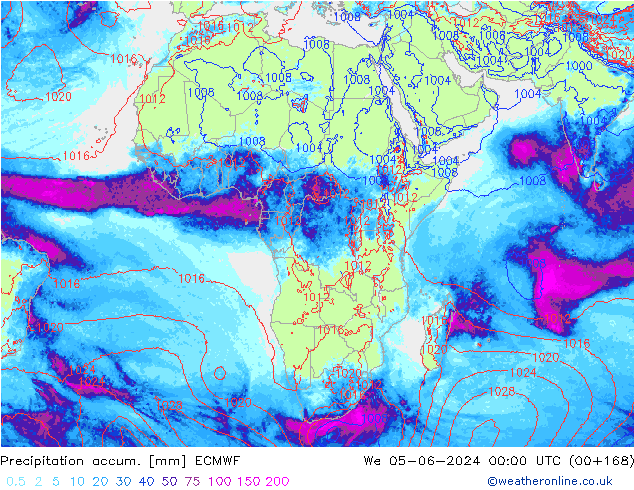 Precipitation accum. ECMWF Qua 05.06.2024 00 UTC