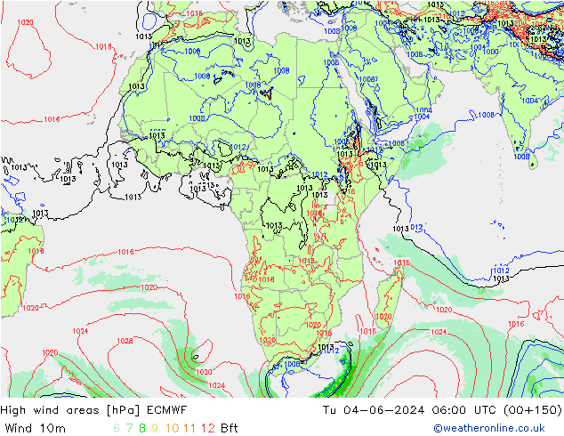 High wind areas ECMWF  04.06.2024 06 UTC