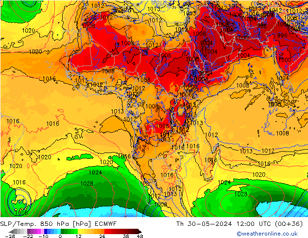 SLP/Temp. 850 hPa ECMWF Th 30.05.2024 12 UTC