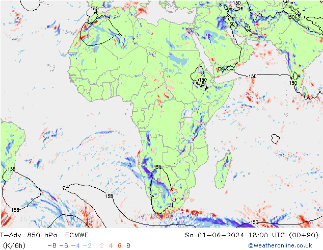 T-Adv. 850 hPa ECMWF za 01.06.2024 18 UTC