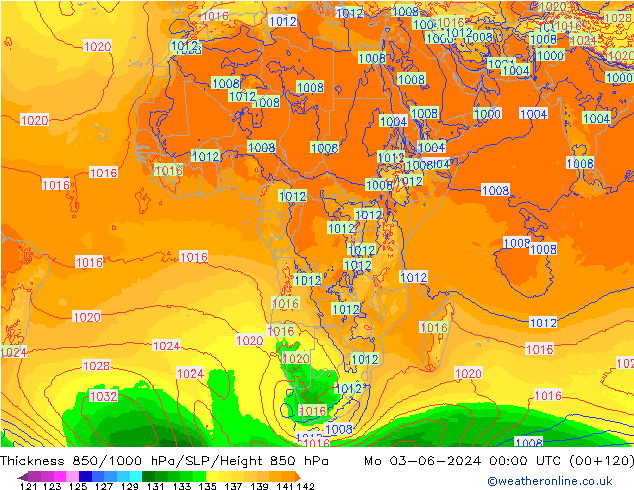 Thck 850-1000 hPa ECMWF Mo 03.06.2024 00 UTC