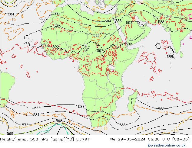 Height/Temp. 500 hPa ECMWF St 29.05.2024 06 UTC
