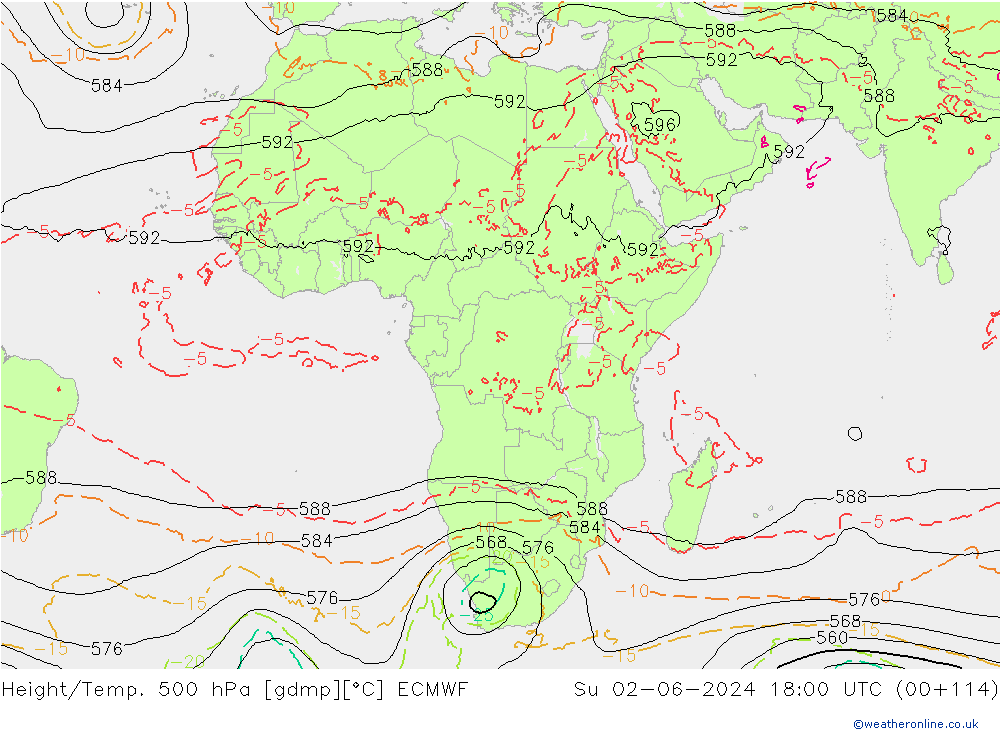 Z500/Rain (+SLP)/Z850 ECMWF dim 02.06.2024 18 UTC