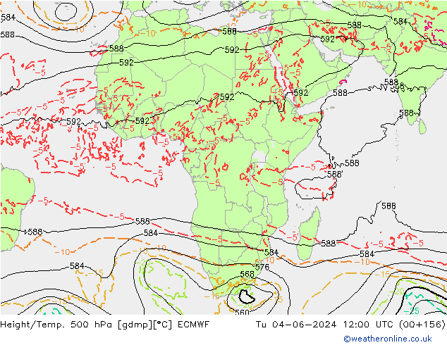 Height/Temp. 500 hPa ECMWF  04.06.2024 12 UTC