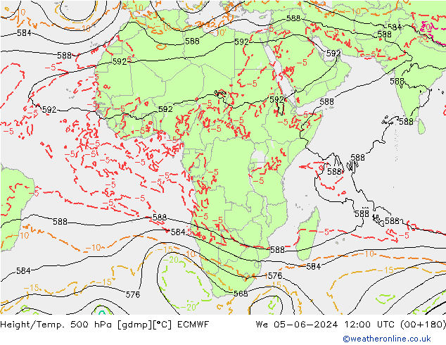 Yükseklik/Sıc. 500 hPa ECMWF Çar 05.06.2024 12 UTC