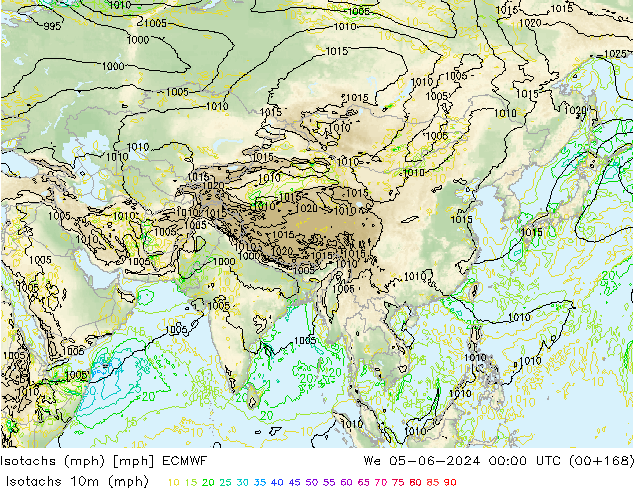 Isotachs (mph) ECMWF We 05.06.2024 00 UTC