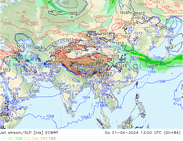 Corriente en chorro ECMWF sáb 01.06.2024 12 UTC