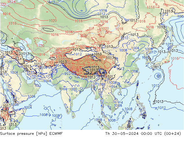 Atmosférický tlak ECMWF Čt 30.05.2024 00 UTC