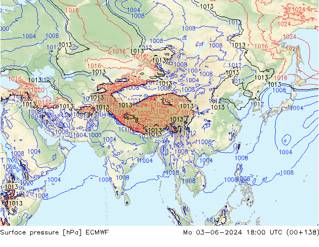 Pressione al suolo ECMWF lun 03.06.2024 18 UTC