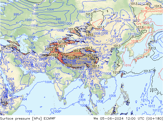 Luchtdruk (Grond) ECMWF wo 05.06.2024 12 UTC