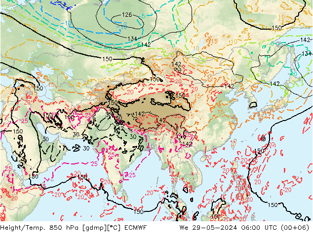 Z500/Rain (+SLP)/Z850 ECMWF We 29.05.2024 06 UTC