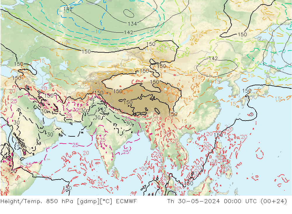 Height/Temp. 850 hPa ECMWF Th 30.05.2024 00 UTC