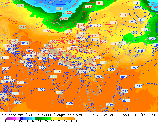 Thck 850-1000 гПа ECMWF пт 31.05.2024 15 UTC