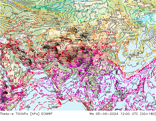 Theta-e 700hPa ECMWF We 05.06.2024 12 UTC