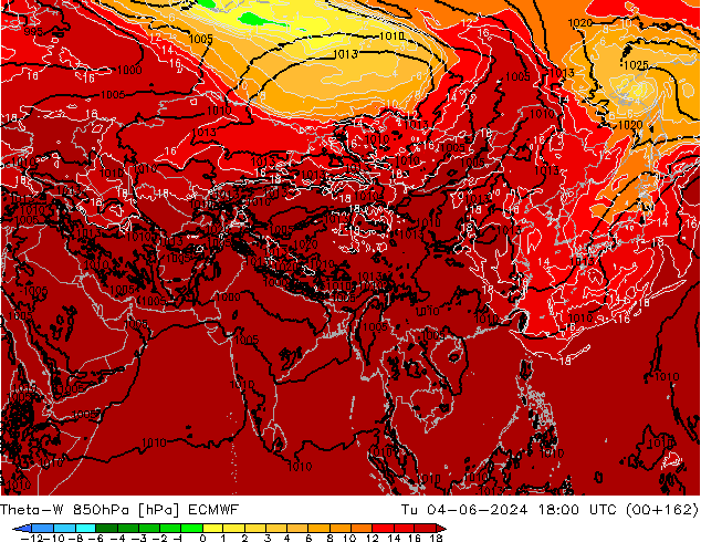 Theta-W 850hPa ECMWF di 04.06.2024 18 UTC