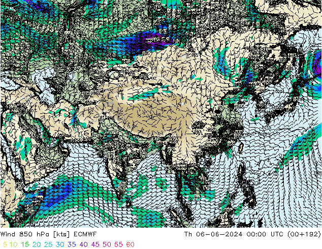 Wind 850 hPa ECMWF do 06.06.2024 00 UTC