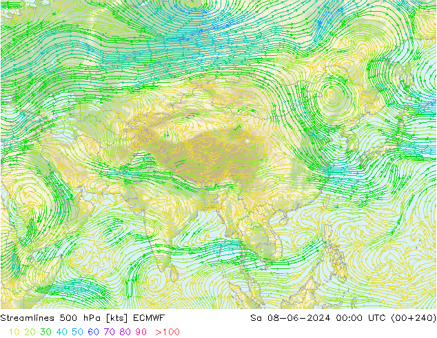 Streamlines 500 hPa ECMWF Sa 08.06.2024 00 UTC