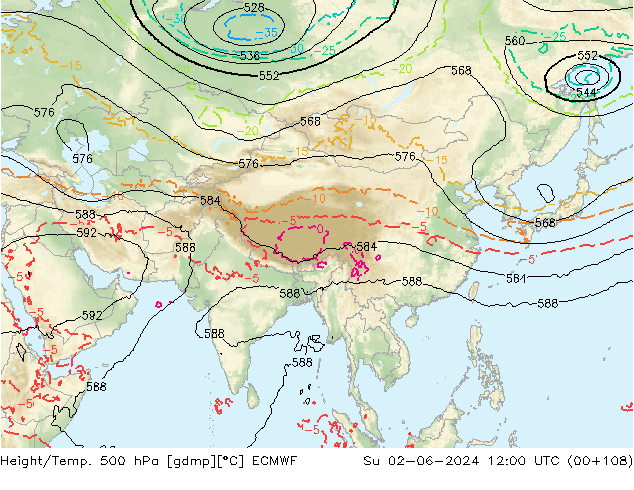 Z500/Rain (+SLP)/Z850 ECMWF Ne 02.06.2024 12 UTC