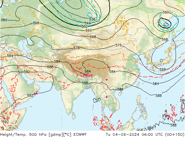 Z500/Rain (+SLP)/Z850 ECMWF Ter 04.06.2024 06 UTC