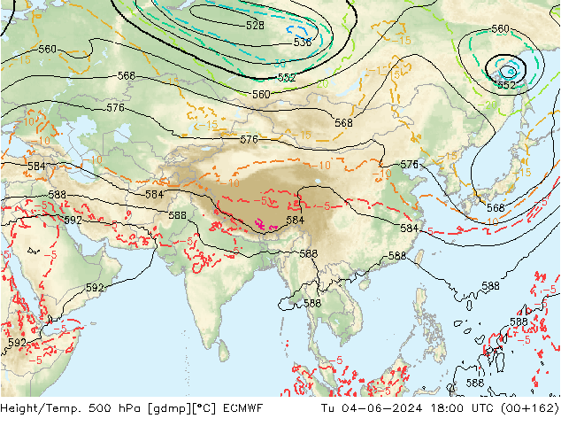 Z500/Rain (+SLP)/Z850 ECMWF Tu 04.06.2024 18 UTC