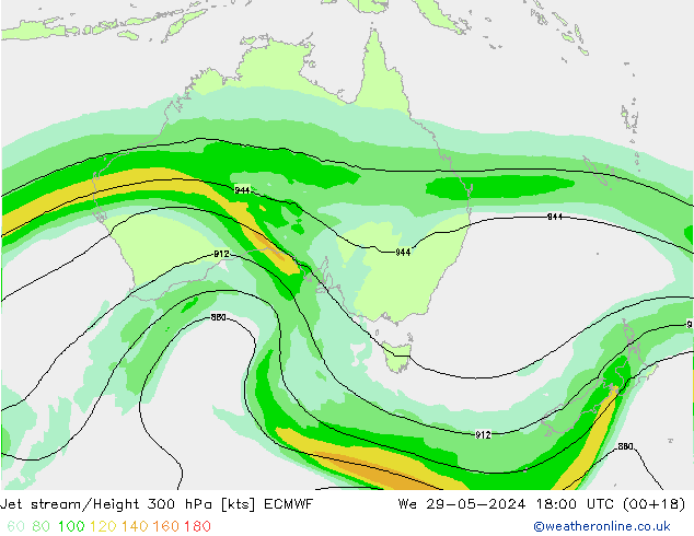 Jet stream/Height 300 hPa ECMWF St 29.05.2024 18 UTC