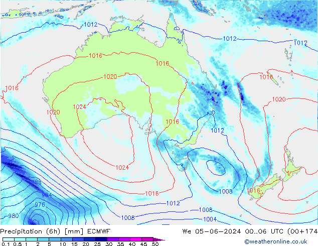 Précipitation (6h) ECMWF mer 05.06.2024 06 UTC