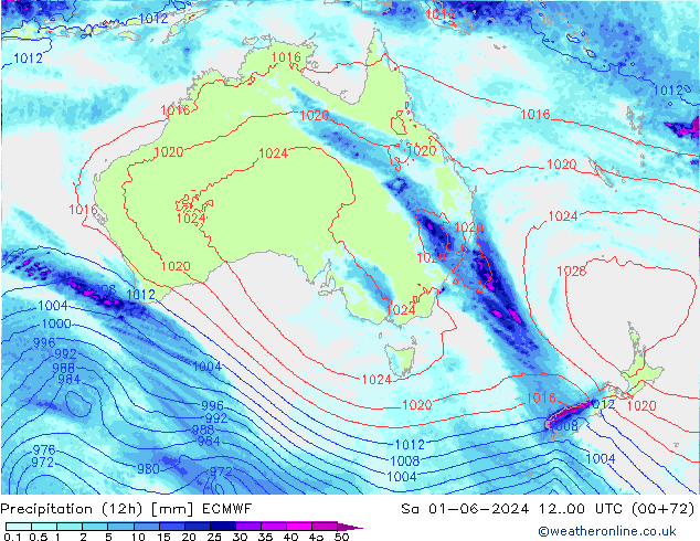 Precipitação (12h) ECMWF Sáb 01.06.2024 00 UTC