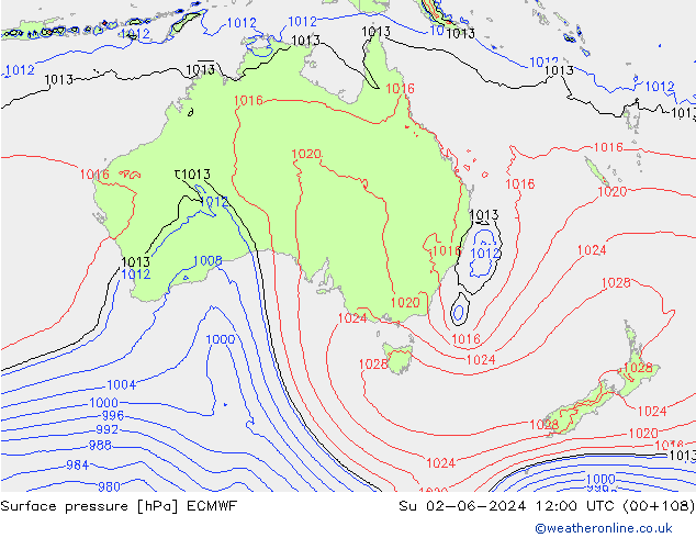 приземное давление ECMWF Вс 02.06.2024 12 UTC