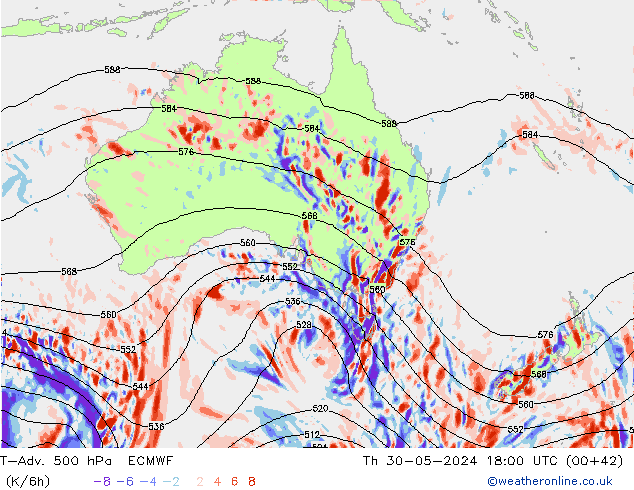 T-Adv. 500 hPa ECMWF jue 30.05.2024 18 UTC