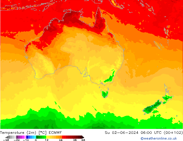 Temperature (2m) ECMWF Ne 02.06.2024 06 UTC