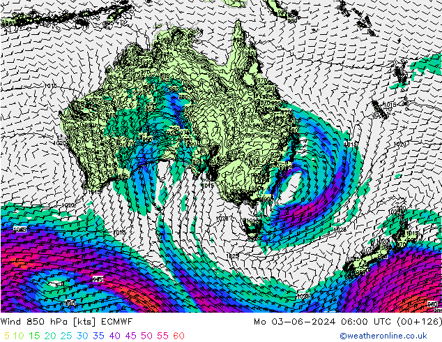 Vent 850 hPa ECMWF lun 03.06.2024 06 UTC