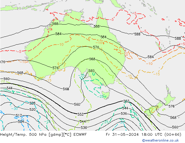 Z500/Rain (+SLP)/Z850 ECMWF Fr 31.05.2024 18 UTC